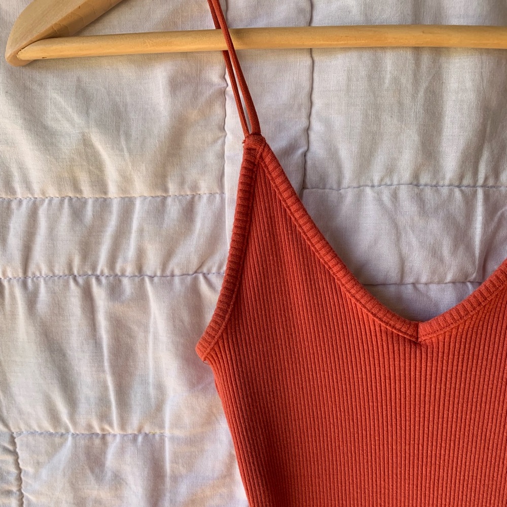 Rusty Orange ๐ Ribbed Dress - Picture 2 of 4